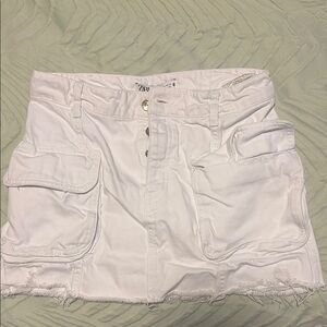 Zara White Denim Mini Skirt